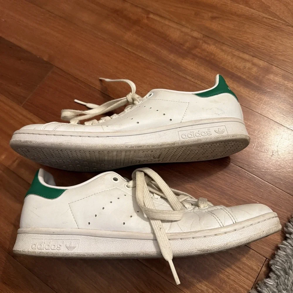 Adidas Stan Smith Men's Lux Shoes US9 UK 7.5 Cloud White Collegiate Green Used